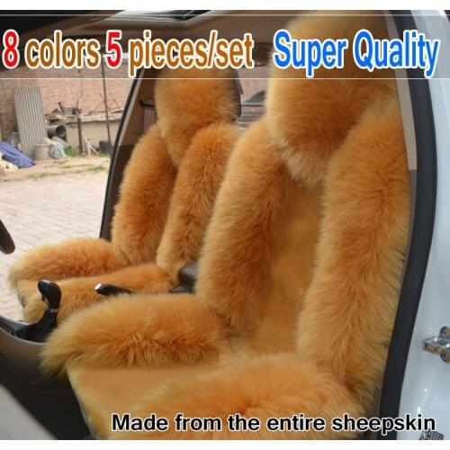 9 colors 5 seats/set full pulvinis leather cushion wool car seat covers winter car mats auto supplies seat cover