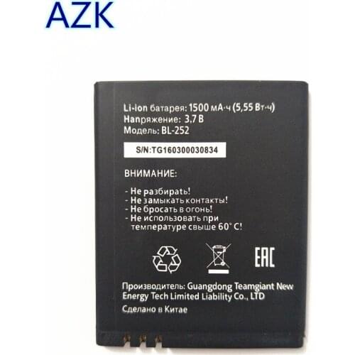 AZK 2PCS/LOT New 1500mAh bl-252 Battery for Tele2 Mini Smart Start2 MTC Phone BL-252 Battery Replacement