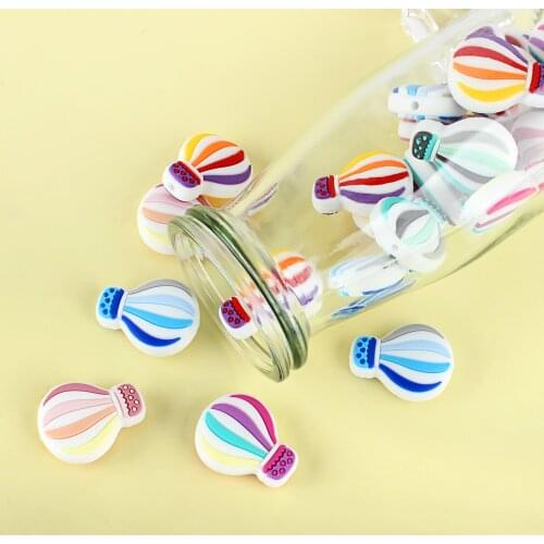 Food Grade Silicone Baby Teething Beads 30/50/100/200pc Wholesale Hot Air Balloon Mini Baby Nurse Pacifier Silicone Teether Bead