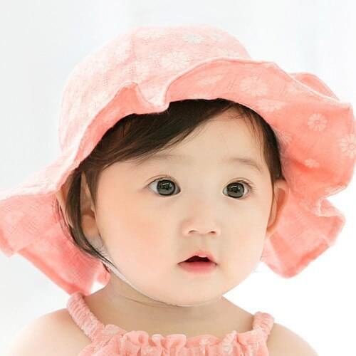 KACAKID Official Store Baby Girls Sunhat Cute Floral Fishman Baby Girls Sunhat Sweet Cotton Kids Children Baby Girls Sunhat 5315