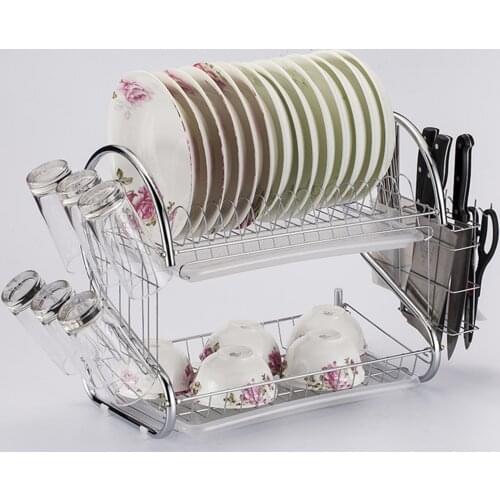 Drain Rack Organize The Basket Tableware Kitchen Multi-function Two-layer Two Tiers Home Shelf Set Three Layers Storage Box
