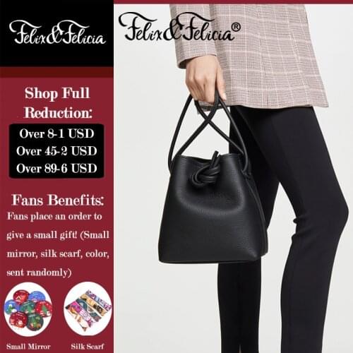 FELIX & FELICIA Fashion High Quality Women Shoulder Handbags Ladies Genuine Leather Casual Crossbody Design Bucket Messenger Bag