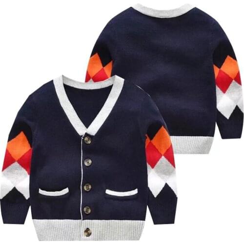 V-neck Boys Cardigan Cotton Fall Children Pullover Toddler Knitted Wear Children Winter Clothes Kids Tops