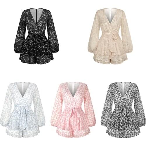 New Summer 2021casual Long-sleeve Deep Vneck Jumpsuit Pants Breathable Comfortable Ankara Fashion Print Sexy Slim Jumpsuit Pants