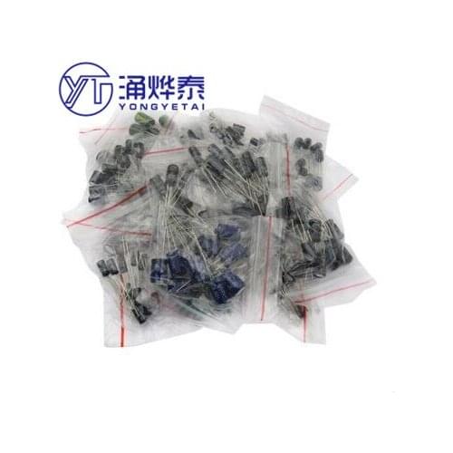 YYT Aluminum Electrolytic Capacitor Package 19 Kinds Each 10pcs 1000UF470UF330UF220UF100UF47UF33UF22UF10UF4.7UF3.3UF1UF6.3V50V