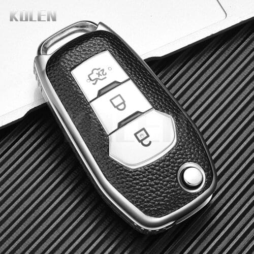 TPU Leather Type Car Key Case Cover Fob For Ford Fusion Fiesta Escort Mondeo Ranger Kuga Focus Ecosport Protector Accessories
