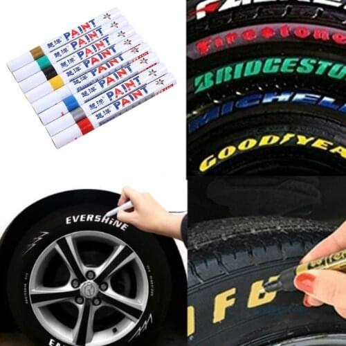 Paint Car Wheel Tire Oily Painting Pen Auto Rubber Tyre Polishes Metal Permanent Marker Graffiti Touch art supplies paint brush
