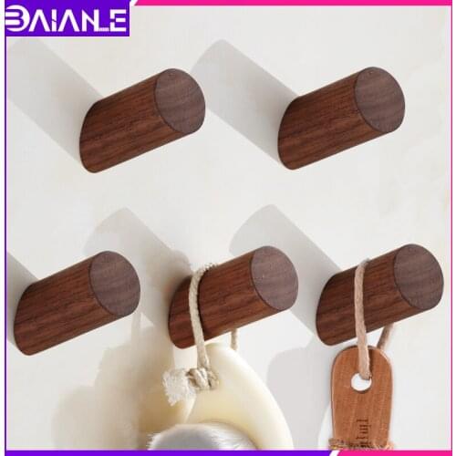 Robe Hook Wall Mounted Wood Coat Hooks Rack Decorative Bathroom Hook for Towels Key Bag Caddy Clothes Rack Bathroom Accessories