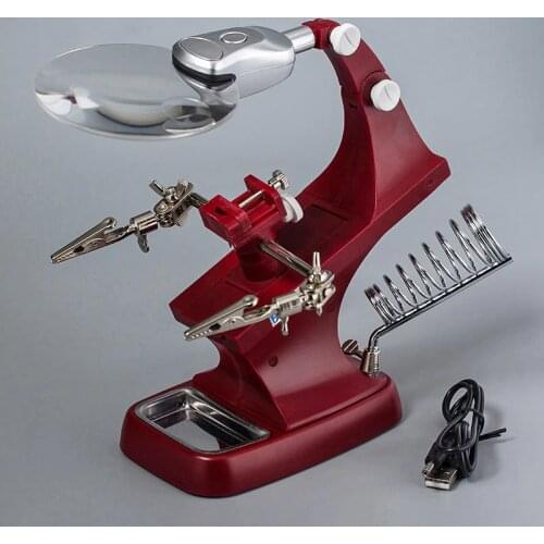 3X 4.5X Table Magnifier 360 Rotating Desk USB Welding Repair Magnifier Lamp Holder For Soldering Clip Magnifying Glass LED Loupe