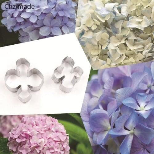 Lychee Life 2Pcs Stainless Steel Hydrangea Petal Shaped Polymer Clay Cutter Designer DIY Ceramic Pottery Clay Tools Accessory