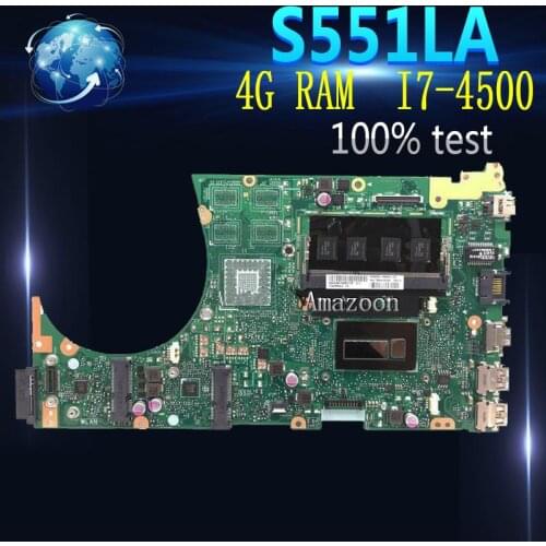 Amazoon S551LA Laptop motherboard For Asus S551LA S551LB S551LN S551L R553L S551 Test original mainboard 4G RAM I7-4500