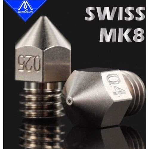 Mellow High temperature Swiss MK8 Copper Nozzle 1.75MM Filament M6 Thread For Ender 3 Smart Cr10 3D Printer Hotend