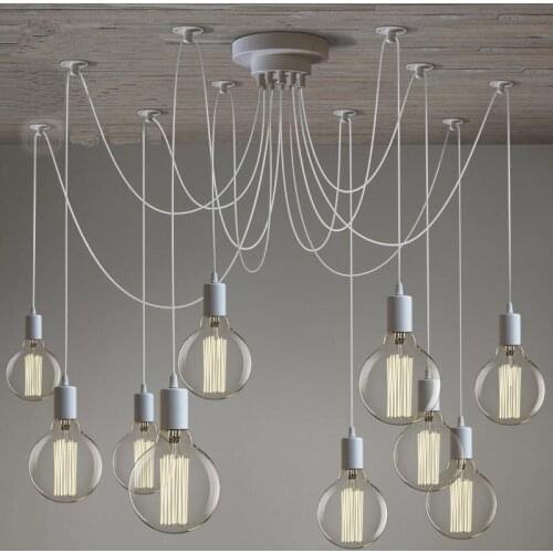 Nordic Vintage White Lustres chandeliers 10 arms Retro Adjustable DIY Art Spider Pendant Lamp suspension luminaires