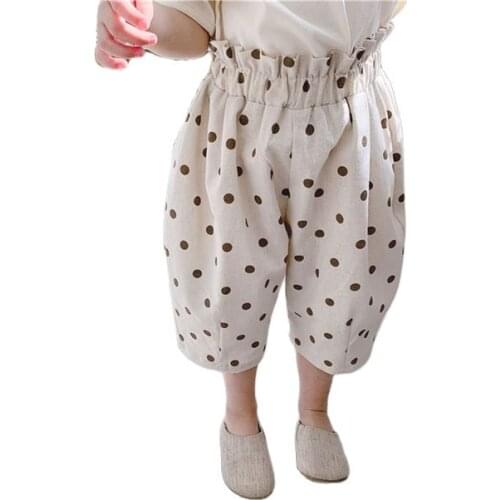 2021 summer new boys and girls 7-point pants polka dot baby loose and comfortable Korean mosquito pants cotton P4201
