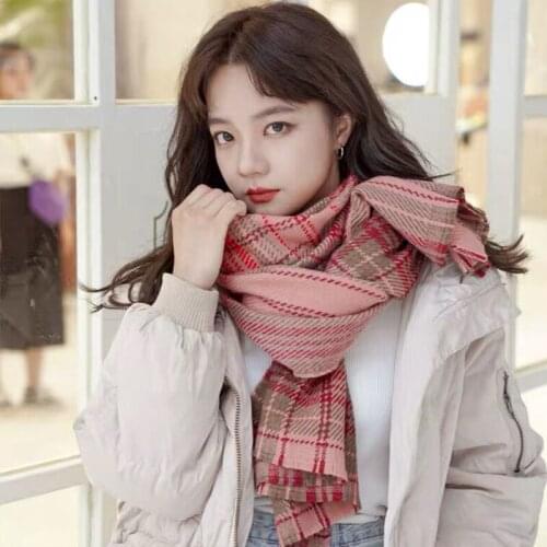New arrival fashion Autumn winter plaid scarf women warm high quality elegant cute outdoor comfortable long lovely shawl