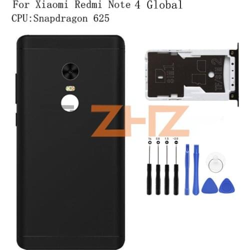 Original For Xiaomi Redmi Note 4 Global Battery Back Cover Rear Door Housing + Side Key Card Tray Holder Replacement Spare Parts