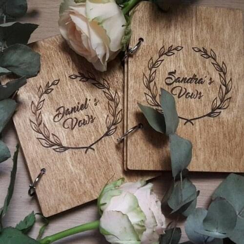 Personalized names wood Wedding His Her Rustic Wood Vow Book Set Booklets His & Her Vows books Notebook Set Bridal Shower Gift