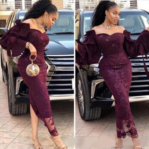 Dark Purple Lace Mother of the Bride Dresses Back Split Sexy Long Sleeve Ankle Length Sheath Wedding Guest Gowns 2020 Hot Sellin