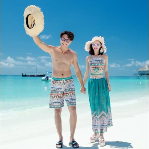 Matching Couples Swimsuits Women Bikini Men Board Shorts Swimming Trunks Beach swimwear Surfing Boardshort