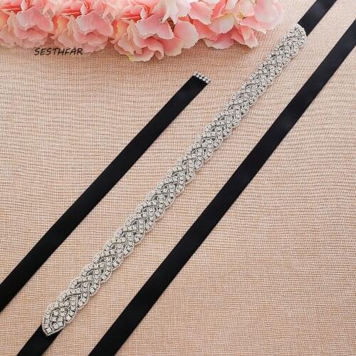 SESTHFAR Rhinestones Bridal Belt Wedding Dress Belt Accessories Marriage Bridal Sashes Can Customize Any Size