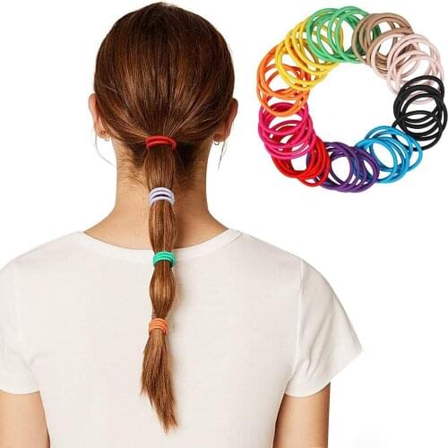 50 Pc Multicolor Girls Nylon Elastic Hair Bands Candy Colors Rubber Band Children Headband Scrunchie Fashion Hair Accessories