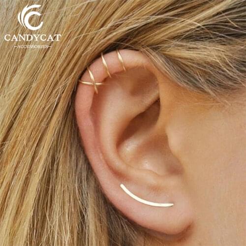 Trendy Hot Sale Cross Ear Clip Men Double C Cartilage No Pierced Earring Female Fashion Jewelry Gift Simple Atmospheric Ear Clip