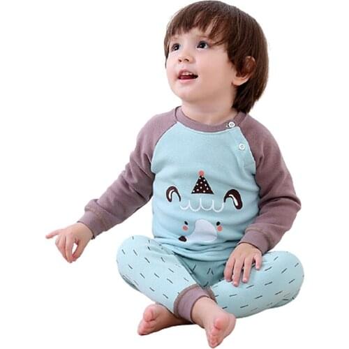 Nanjiren Infant suit baby plus velvet thermal underwear pajamas suit boy and girl thermal jacket