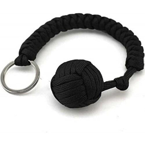 Outdoor Multicolor Security Protecting Monkey Fist Steel Ball Bearing Self Defense Lanyard Survival Climbing Key Chain