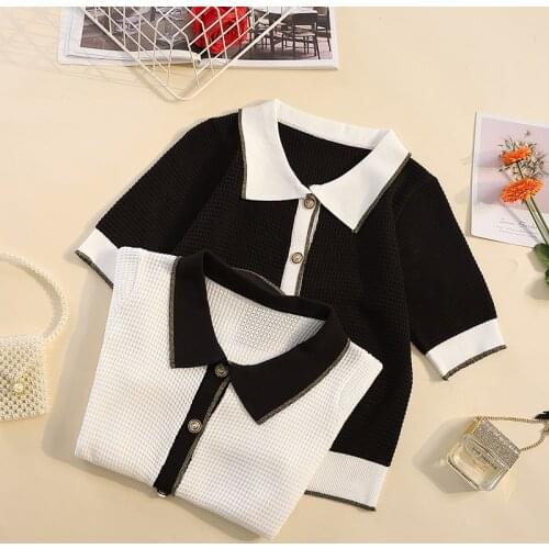 Knitted Short Sleeve Ice Silk Plus Size Spring Autumn Summer Vintage Clothes For Women Oversized T-Shirt Tops Blouses 2021