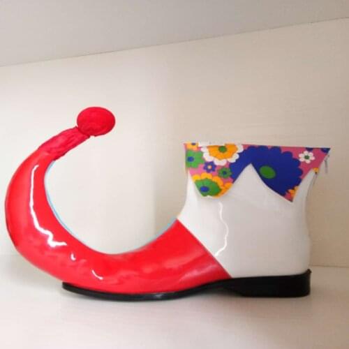 Womens cute circus clown boots masquerade party dress up funny halloween shoes joker cosplay stage performance accessories