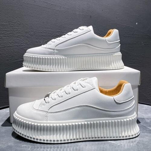 Spring White Shoes Woman Sneakers 2021 New PU Leather Platform Sneakers Korean Thick-soled Increased Casual Biscuit Shoes Ladies