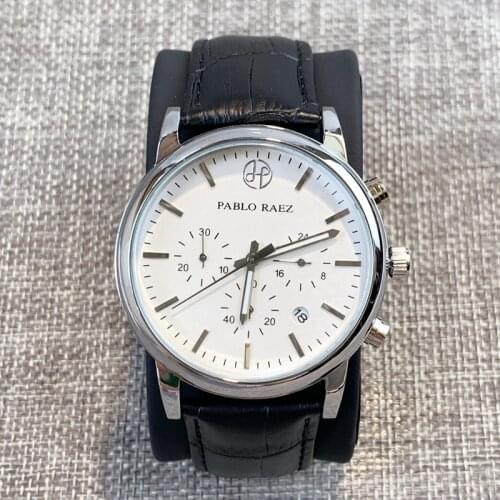 PABLO RAEZ Brand New Date Stop Steel Quartz Wristwatch Sport Leather Watch Luxury часы мужские Clock High Quality Relogies