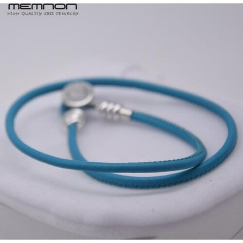 2018 Summer New fashion MOMENTS blue Leather Hand bracelets fit 925 sterling silver Jewelry charms beads DIY for Women BR070