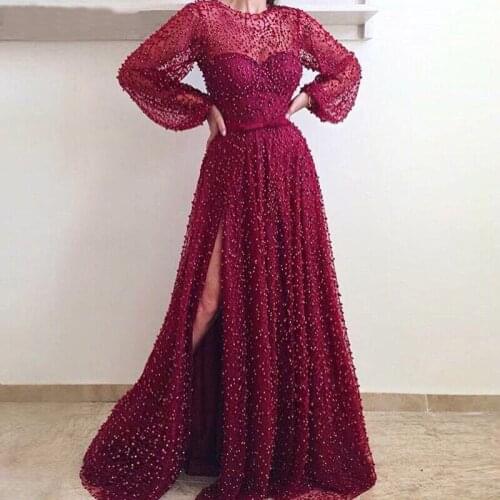 An097 2020 Hot Sale Elegant Vintage A-Line Length Evening Dress Luxury Beading Evening Gowns Prom Gowns Noble Robe De Soiree