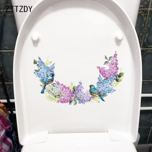 ZTTZDY 25.5×15CM Fresh Lilac Flower Wreath Bedroom Wall Stickers Mural Modern Decor Toilet Decals T2-1519