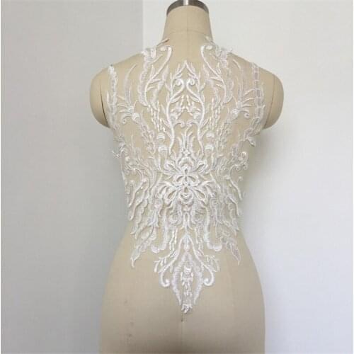 1 Pcs Large Bodice Applique Embroidered Vintage lace patch For DIY Sewing Wedding Dress Bridal Gown Party Dress Evening Gown