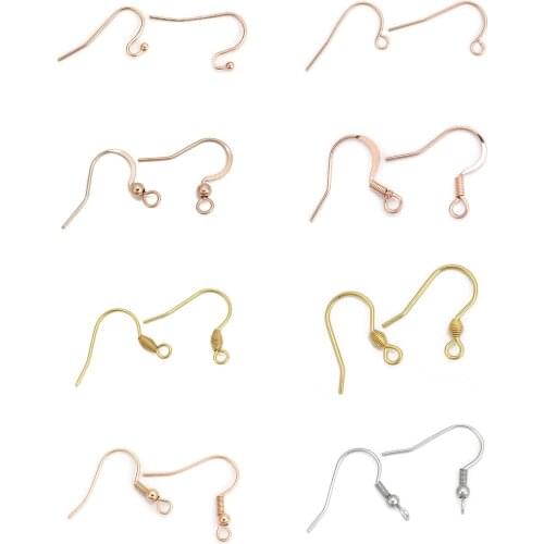 10 PCs 316 Stainless Steel Ear Wire Hooks Earring Findings Light Rose Gold W/ Loop 18mm x 17mm Post/ Wire Size: (21 gauge)