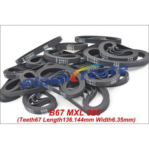 10pcs B67 MXL Timing Belt Teeth 67 Length 136.144mm Width 6.35mm=025" MXL Rubber Closed-Loop Synchronous Belt Fit MXL Pulley