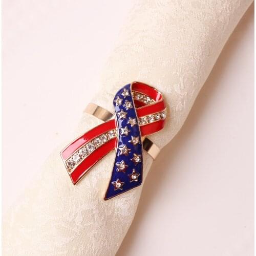 12PCS/Metal flag red ribbon napkin ring table top decoration used for festive cocktail reception western food etiquette