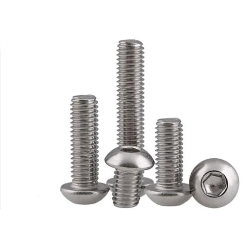20pcs M3 Button Head Screws Hex Allen Socket Bolts 304 Stainless Steel Bolts Length 3mm/4mm/5mm/6mm/7mm/8mm/9mm/10mm/12mm-60mm