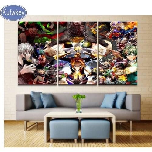 3 Piece Animation cartoom 5d diy diamond painting 3pcs set cross stitch full beads diamond embroidery mosaic diamond pattern art