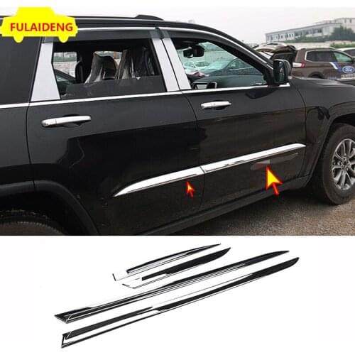 4pcs For Jeep Grand Cherokee 2014-2020 ABS Chrome Side Body Molding Cover Trim Car Styling Accessories