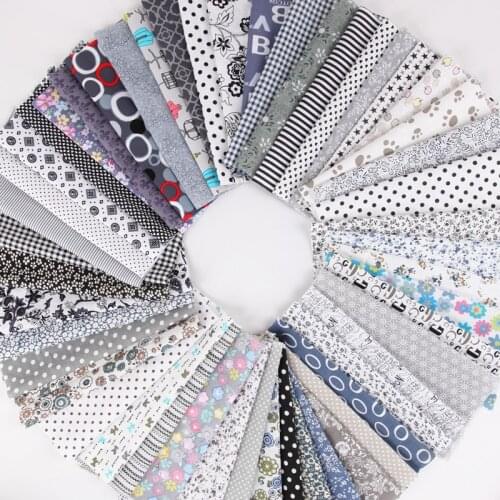 50pcs Cotton Fabric DIY Patchwork hand-made cloth gray Sewing Quilting Fabrics Needlework dolls cloth bags crafting Material