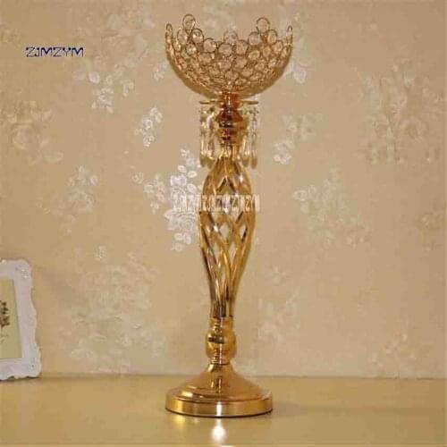 6PCS/LOT New Arrival European-style Wedding Decoration Gold Crystal Candlestick 55CM WJ-607 Candle Holders (180mm*550mmH)