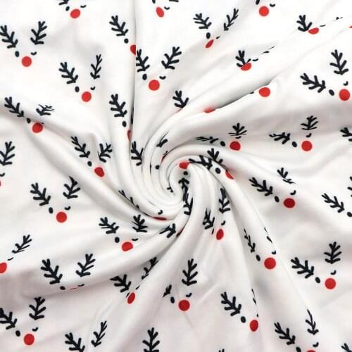 David accessories 50*145cm Christmas Fruit 4 Ways Stretch Double Brushed Poly knit Fabric For Sewing DIY Clothes Quilting,c12548