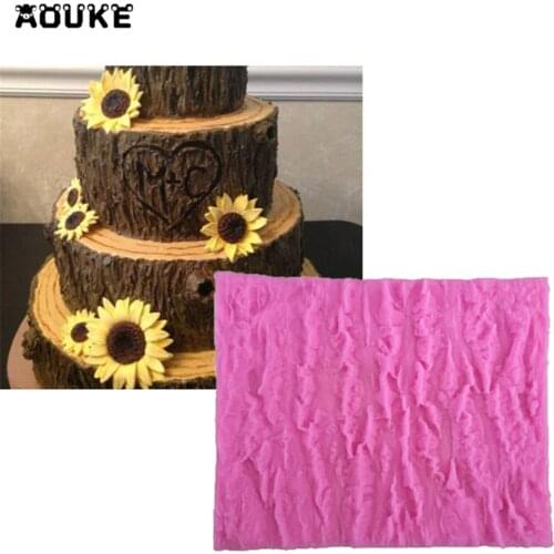 Aouke Tree Bark Shape Mold Modeling Cake Decoration Fondant Chocolate Pudding Cookie Soap Silicone Molds Candy Baking Tools M023