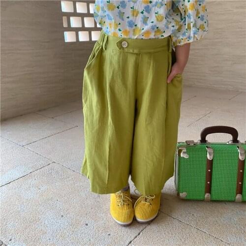2 3 4 5 6 7 Years Toddler Girl Pants Fashion Wide Leg Pants For Girl Kids Pants 2020 New Arrival Elastic Waist Children Pants