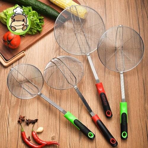 Stainless steel color handle heat insulation anti-scalding color handle four-wire leaking hot pot filter spoon kitchen gadgets