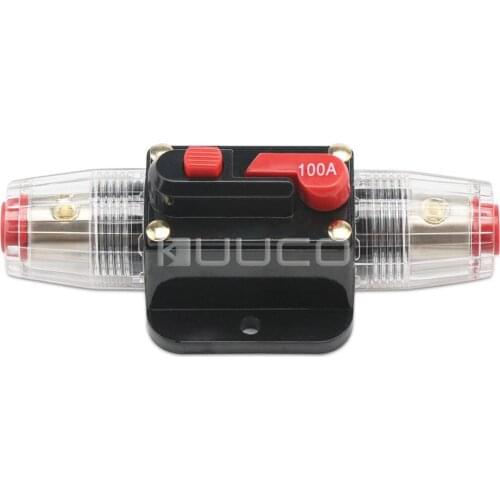 Fuse Holder DC 12V/100A Circuit Breaker Manual Black Manual Reset Switch Agu for car/boat audio/video system overload protection