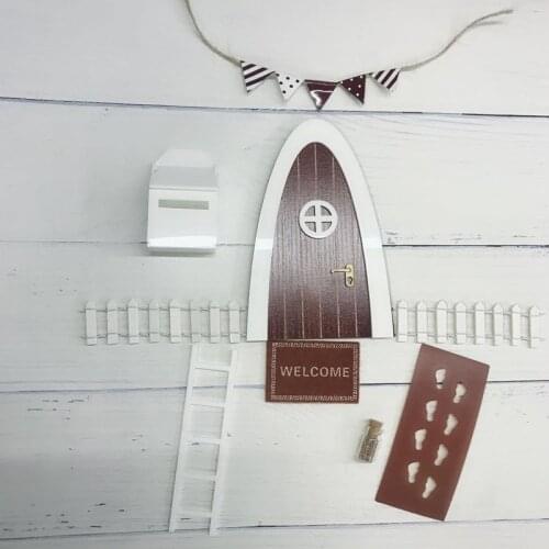 Hand Made Baby blue Fairy door great gift for girls room miniature pretend play magic fairies tooth fairy door Gift for girls